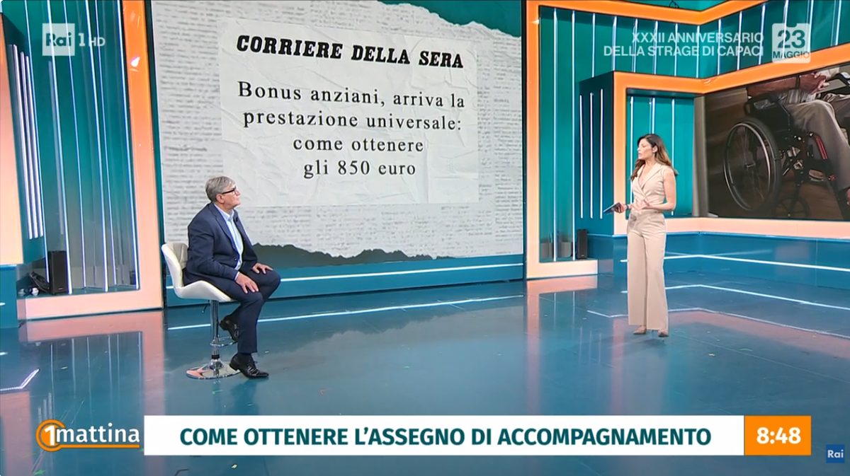 Anziani e assegno di accompagnamento — 23 maggio 2024, Fonte: Rai 1 – UnoMattina