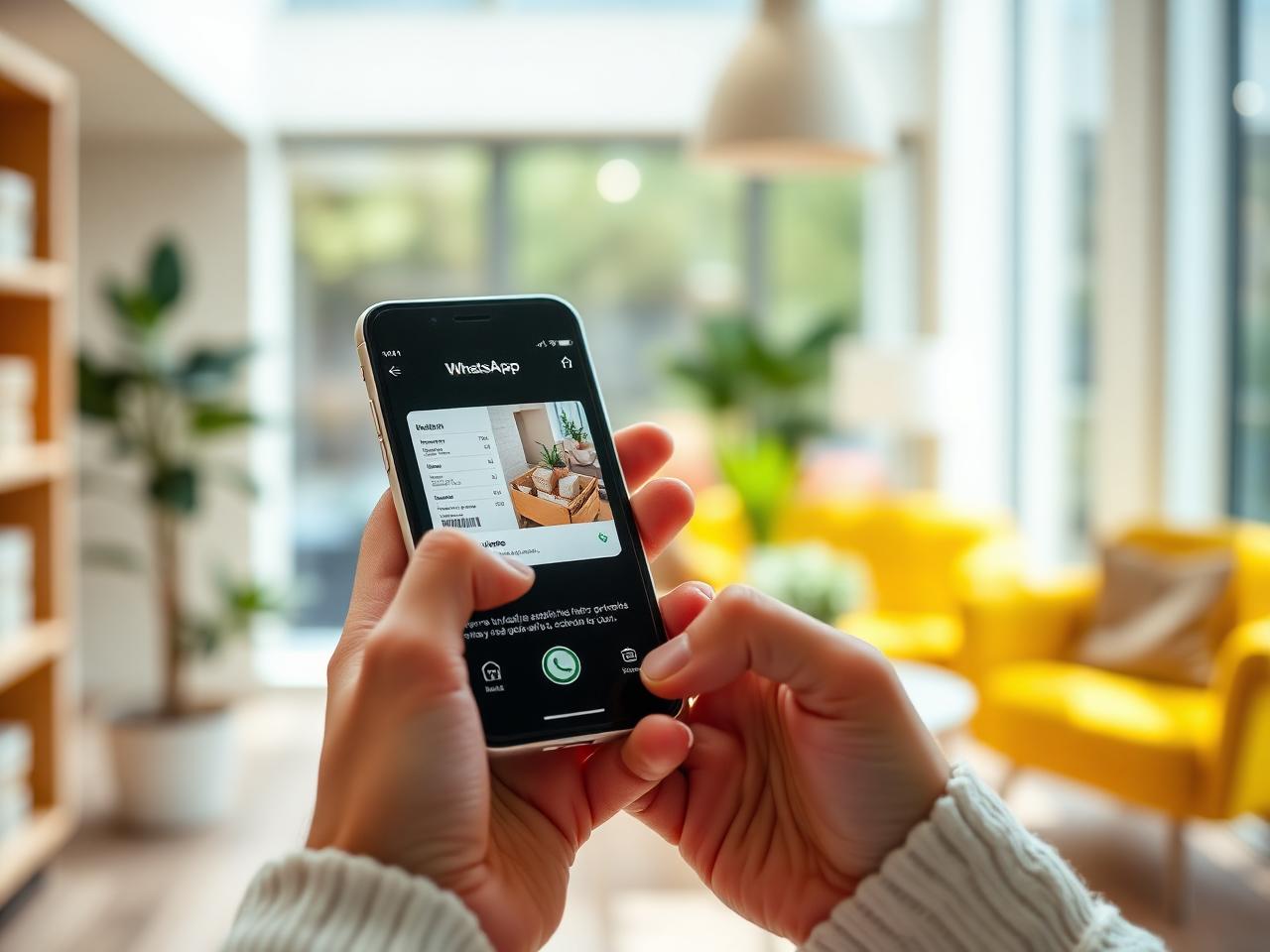 Persona che fotografa con lo smartphone la ricevuta di un acquisto online per inviarla su WhatsApp